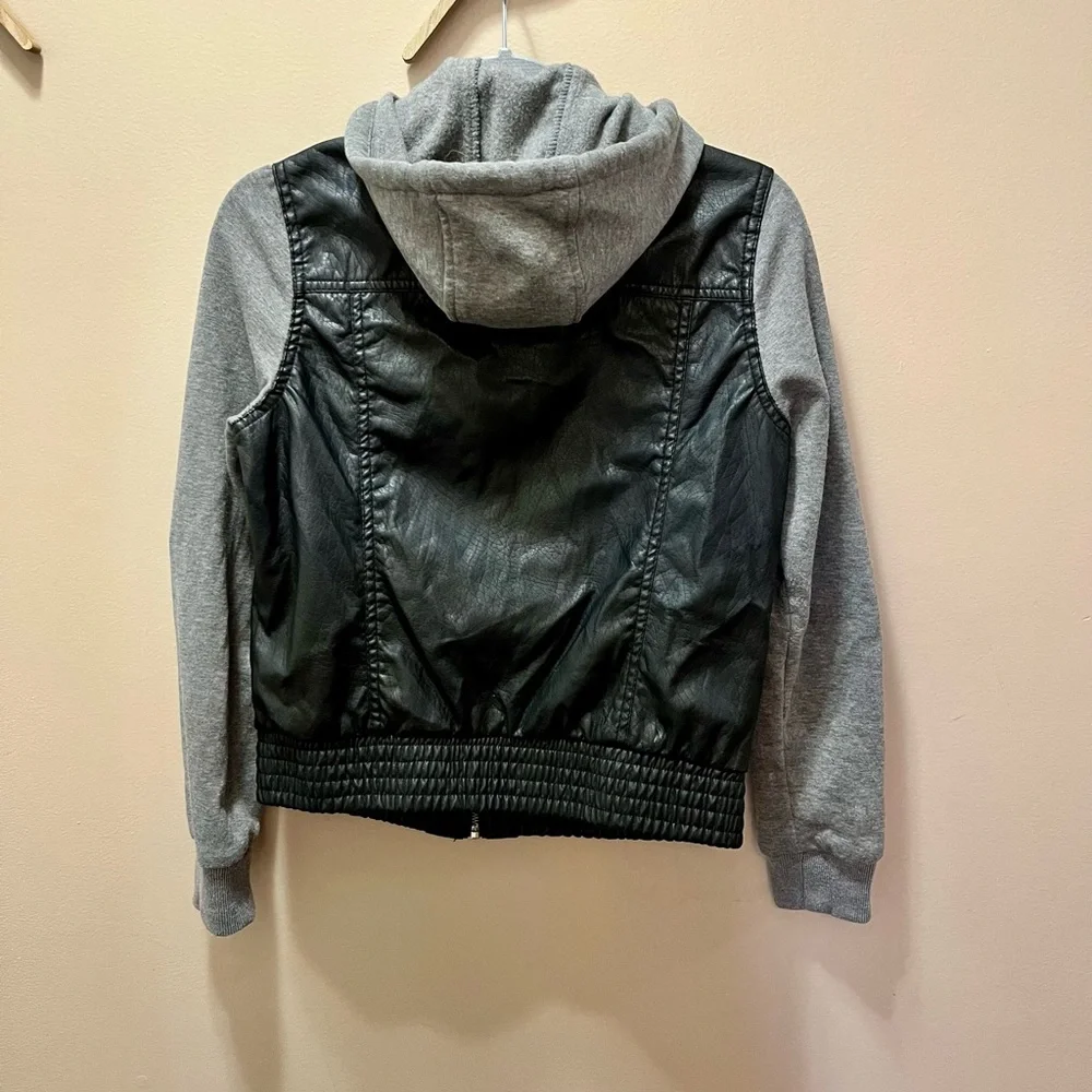 Miss London Junior’s Faux Leather Hooded Jacket Size Large